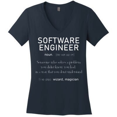 Software Engineer Definition Shirts Coder Definition Women's V-Neck T-Shirt