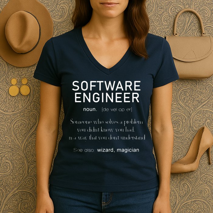 Software Engineer Definition Shirts Coder Definition Women's V-Neck T-Shirt