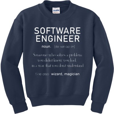 Software Engineer Definition Shirts Coder Definition Kids Sweatshirt