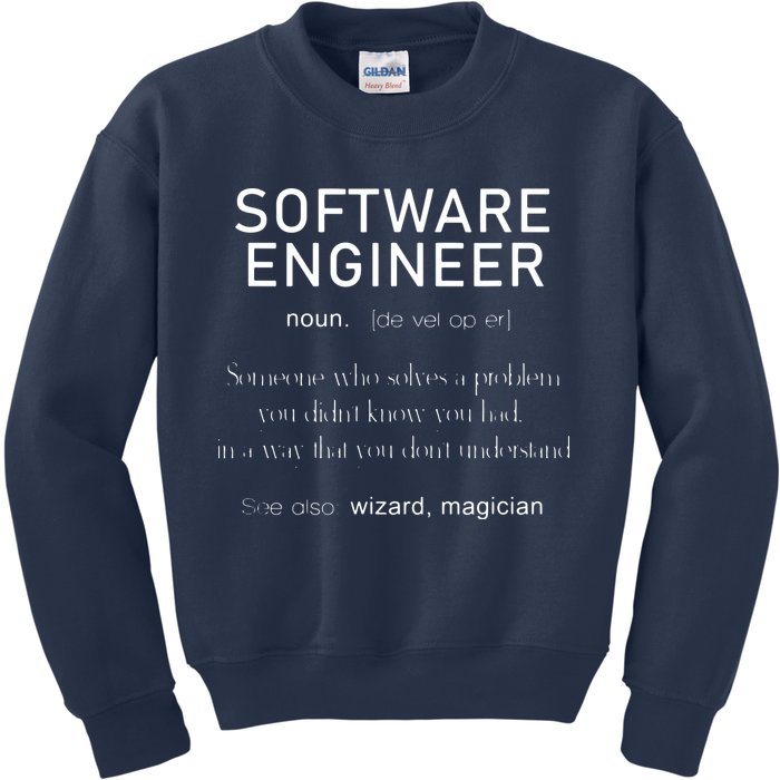 Software Engineer Definition Shirts Coder Definition Kids Sweatshirt
