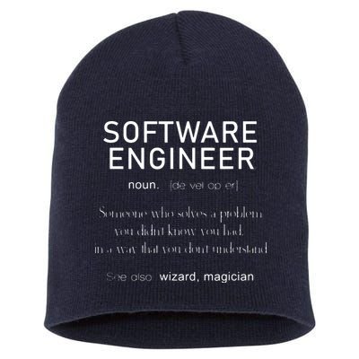 Software Engineer Definition Shirts Coder Definition Short Acrylic Beanie
