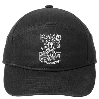 Skeleton Expensive Difficult And Talks Back 7-Panel Snapback Hat