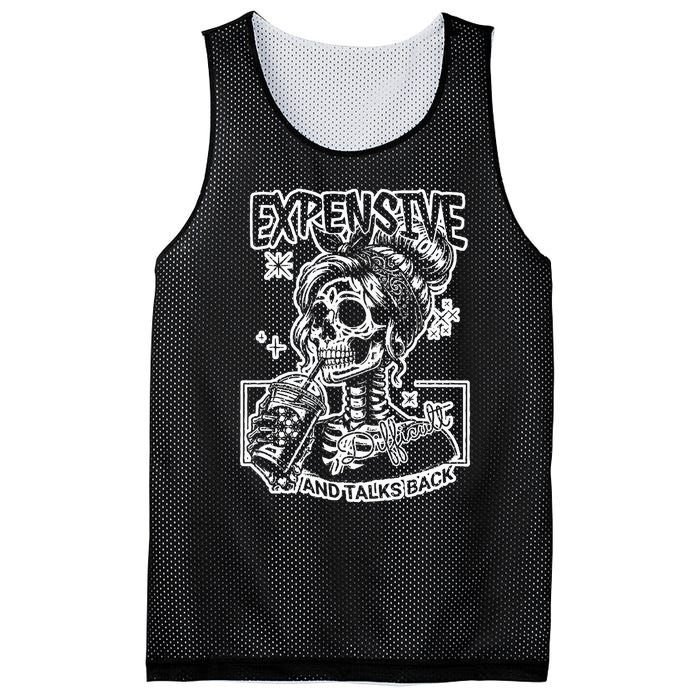 Skeleton Expensive Difficult And Talks Back Mesh Reversible Basketball Jersey Tank