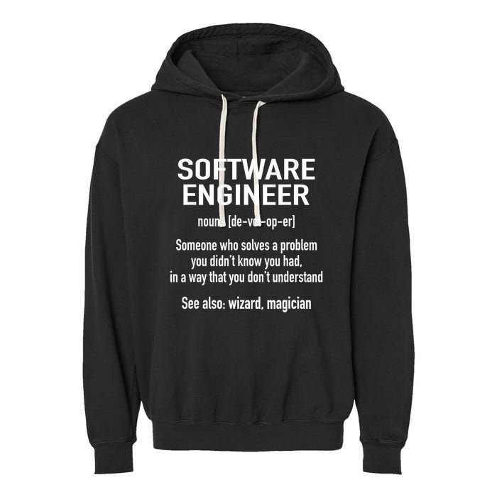 Software Engineer Developer Definition For Coder Programmer Garment-Dyed Fleece Hoodie
