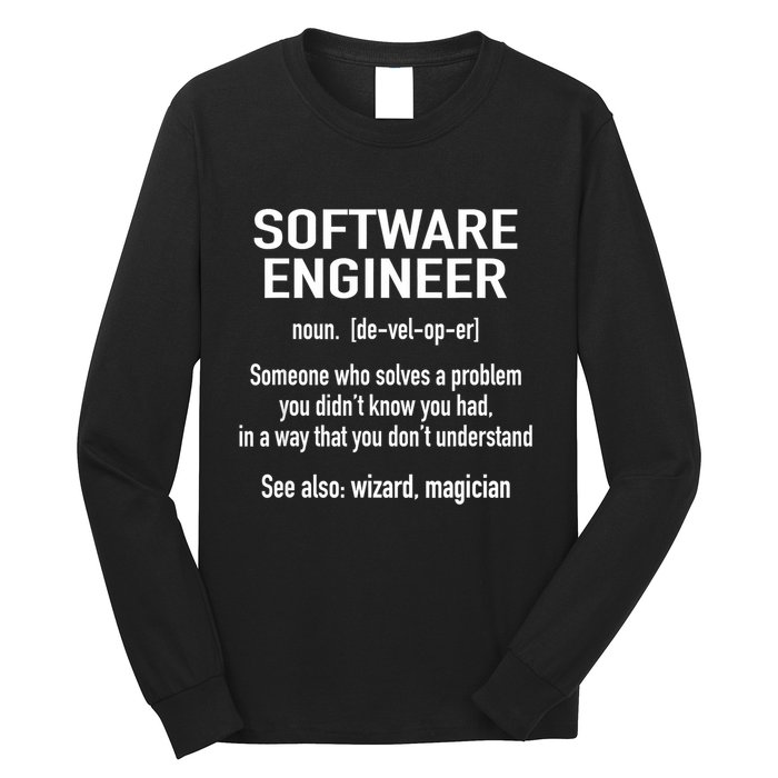 Software Engineer Developer Definition For Coder Programmer Long Sleeve Shirt