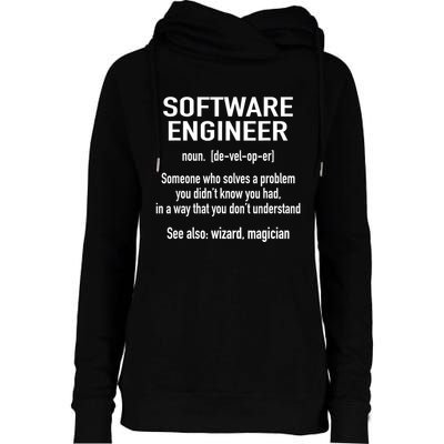 Software Engineer Developer Definition For Coder Programmer Womens Funnel Neck Pullover Hood