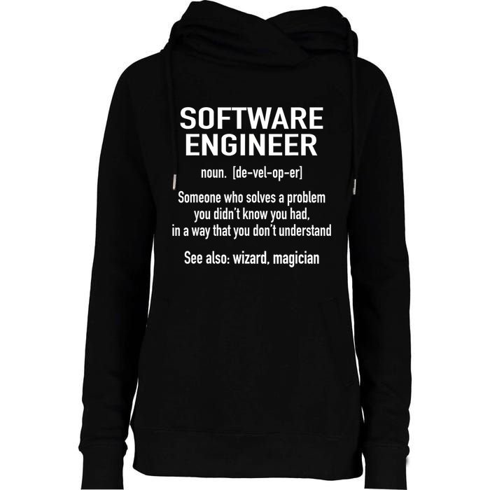 Software Engineer Developer Definition For Coder Programmer Womens Funnel Neck Pullover Hood