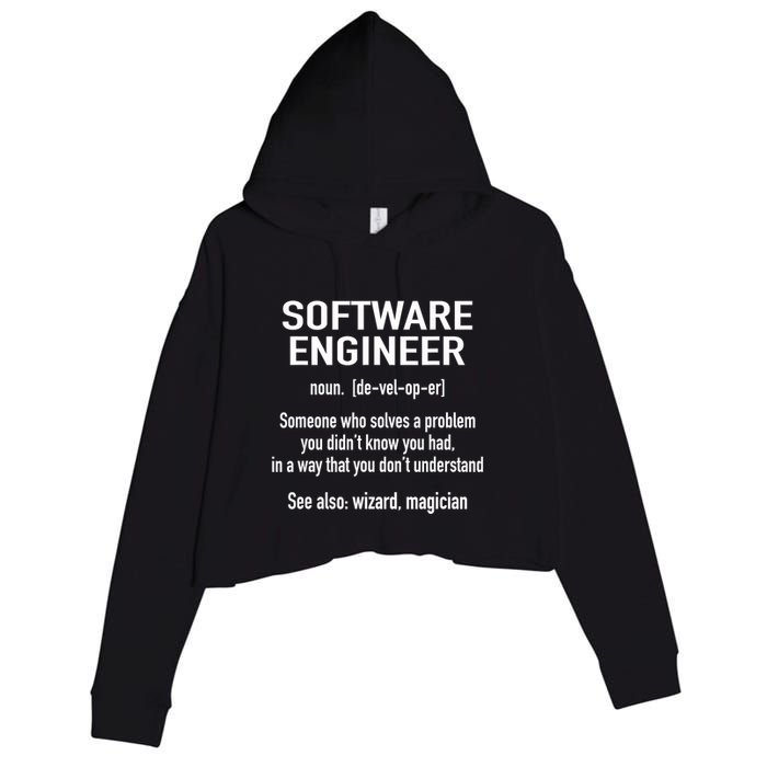 Software Engineer Developer Definition For Coder Programmer Crop Fleece Hoodie