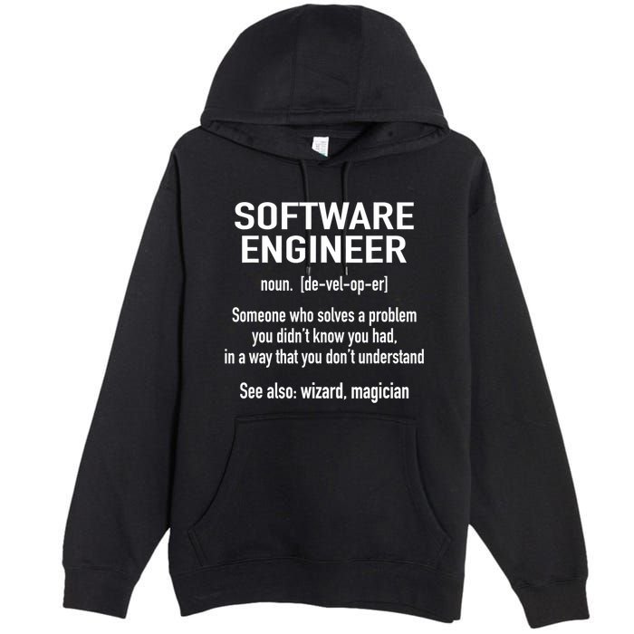Software Engineer Developer Definition For Coder Programmer Premium Pullover Hoodie