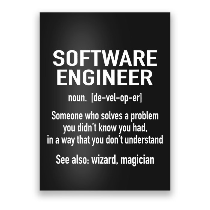 Software Engineer Developer Definition For Coder Programmer Poster