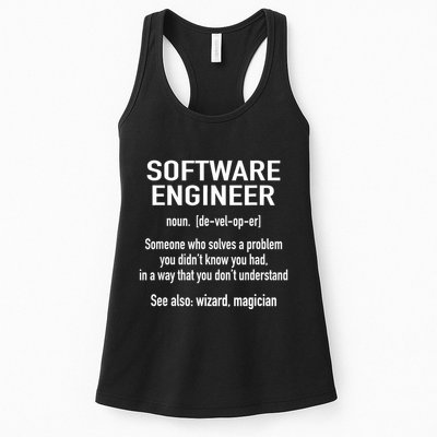 Software Engineer Developer Definition For Coder Programmer Women's Racerback Tank