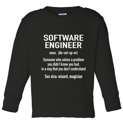 Software Engineer Developer Definition For Coder Programmer Toddler Long Sleeve Shirt