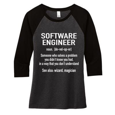 Software Engineer Developer Definition For Coder Programmer Women's Tri-Blend 3/4-Sleeve Raglan Shirt