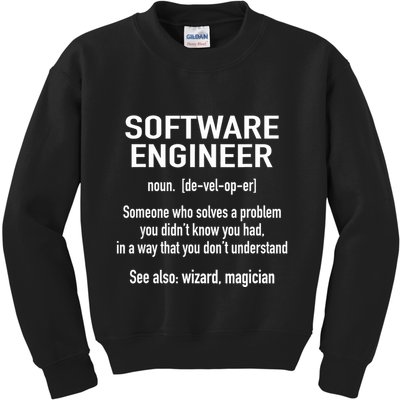 Software Engineer Developer Definition For Coder Programmer Kids Sweatshirt