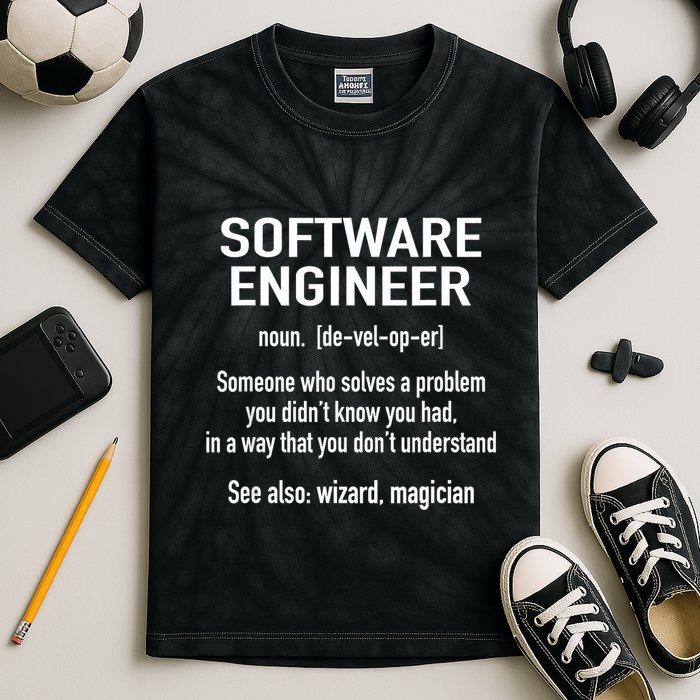 Software Engineer Developer Definition For Coder Programmer Kids Tie-Dye T-Shirt