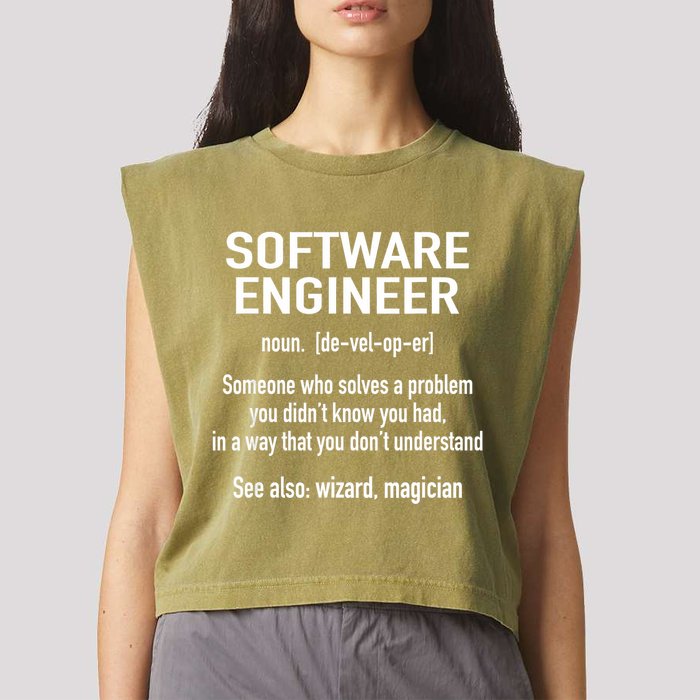 Software Engineer Developer Definition For Coder Programmer Garment-Dyed Women's Muscle Tee