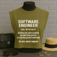 Software Engineer Developer Definition For Coder Programmer Garment-Dyed Women's Muscle Tee