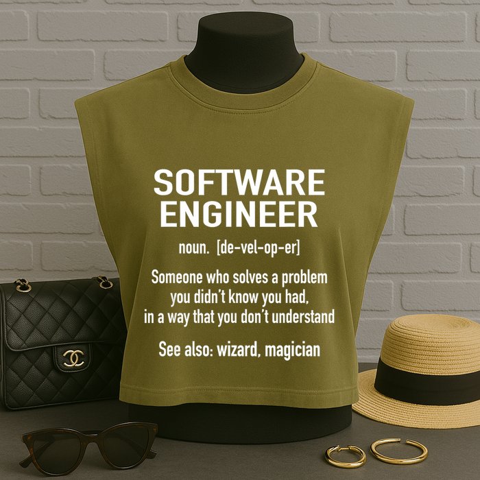 Software Engineer Developer Definition For Coder Programmer Garment-Dyed Women's Muscle Tee