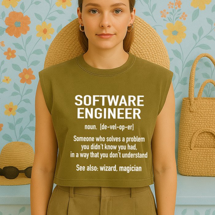 Software Engineer Developer Definition For Coder Programmer Garment-Dyed Women's Muscle Tee