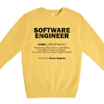 Software Engineer Definition Coder Cute Gift Premium Crewneck Sweatshirt