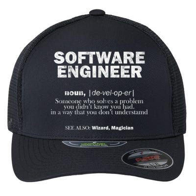 Software Engineer Definition Coder Cute Gift Flexfit Unipanel Trucker Cap