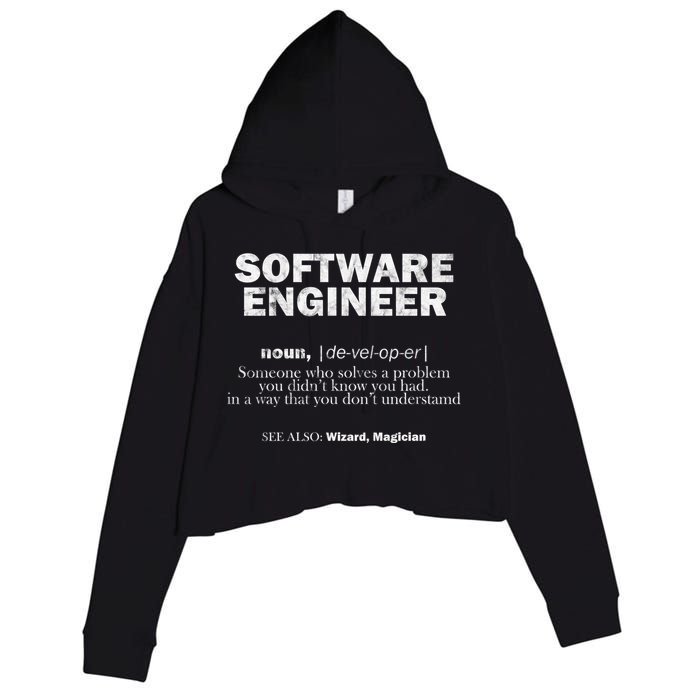 Software Engineer Definition Coder Cute Gift Crop Fleece Hoodie