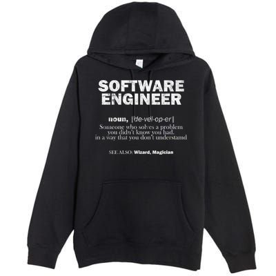 Software Engineer Definition Coder Cute Gift Premium Pullover Hoodie