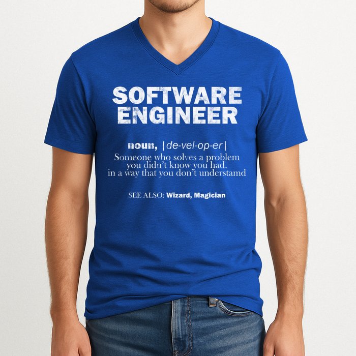 Software Engineer Definition Coder Cute Gift V-Neck T-Shirt
