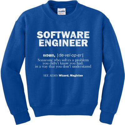 Software Engineer Definition Coder Cute Gift Kids Sweatshirt