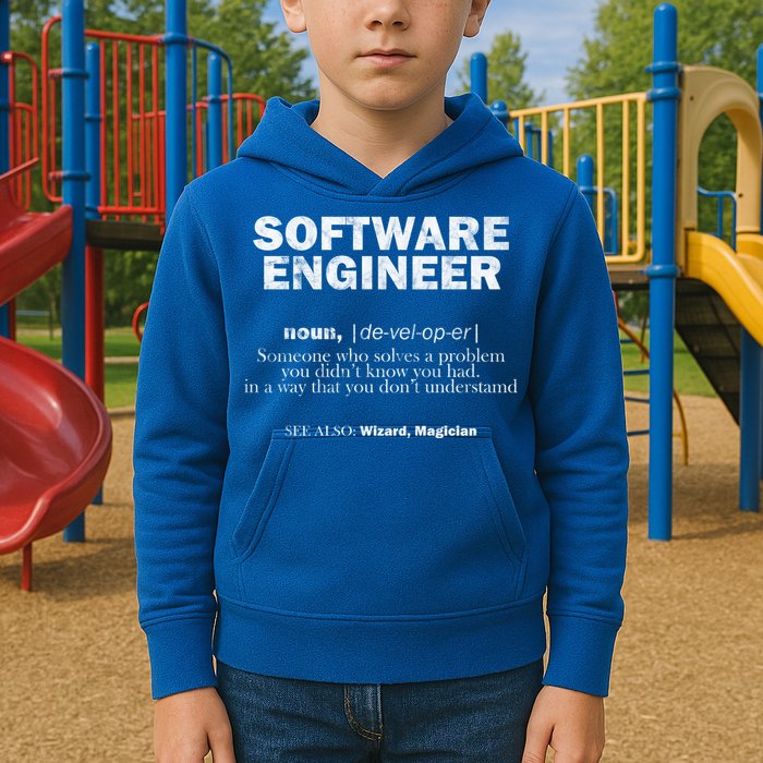 Software Engineer Definition Coder Cute Gift Kids Hoodie