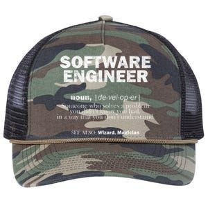 Software Engineer Definition Coder Cute Gift Retro Rope Trucker Hat Cap