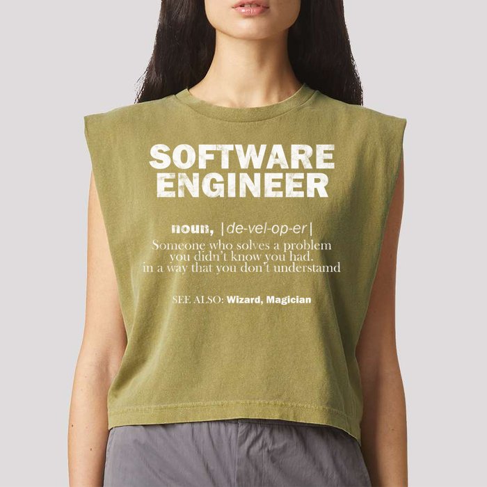 Software Engineer Definition Coder Cute Gift Garment-Dyed Women's Muscle Tee
