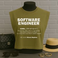 Software Engineer Definition Coder Cute Gift Garment-Dyed Women's Muscle Tee