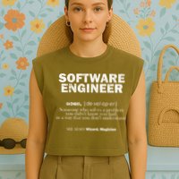 Software Engineer Definition Coder Cute Gift Garment-Dyed Women's Muscle Tee