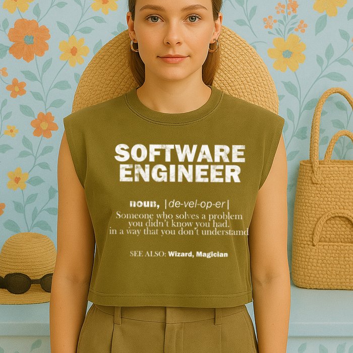 Software Engineer Definition Coder Cute Gift Garment-Dyed Women's Muscle Tee