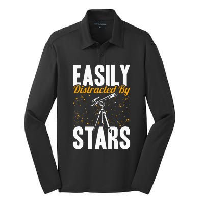 Stargazer Easily Distracted By Stars Stargazing Silk Touch Performance Long Sleeve Polo