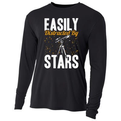 Stargazer Easily Distracted By Stars Stargazing Cooling Performance Long Sleeve Crew