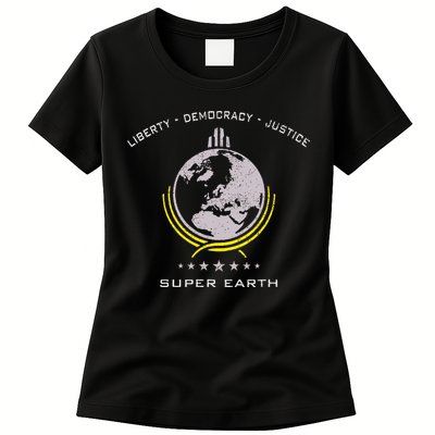 Super Earth Diving Into Hell For Liberty Womens T-Shirt