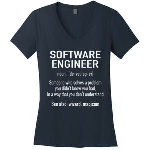 Software Engineer Developer Definition For Coder Programmer Women's V-Neck T-Shirt