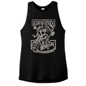 Skeleton Expensive Difficult And Talks Back Ladies PosiCharge Tri-Blend Wicking Tank