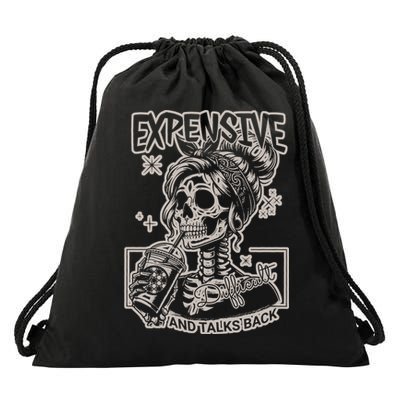 Skeleton Expensive Difficult And Talks Back Drawstring Bag