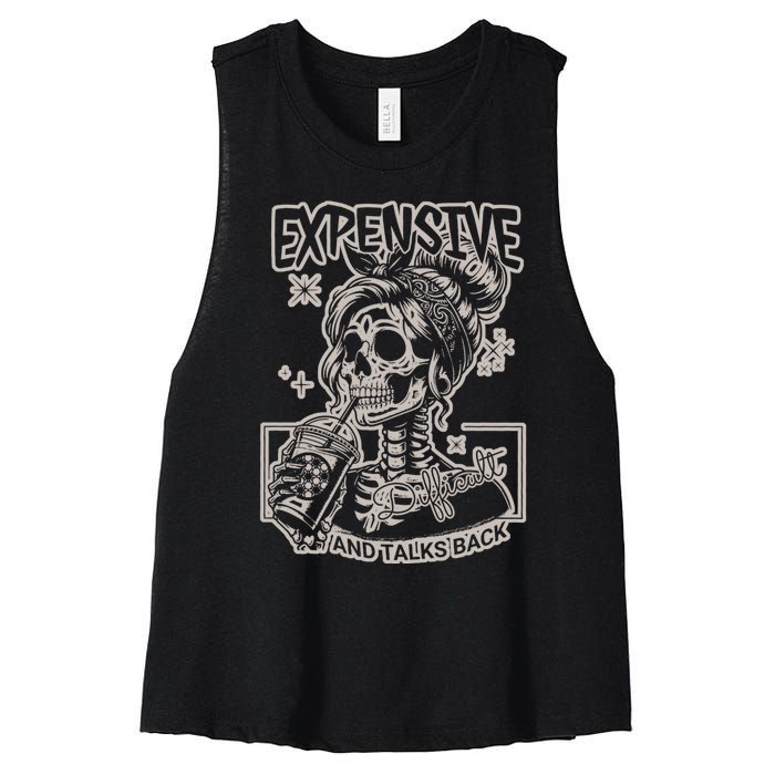 Skeleton Expensive Difficult And Talks Back Women's Racerback Cropped Tank