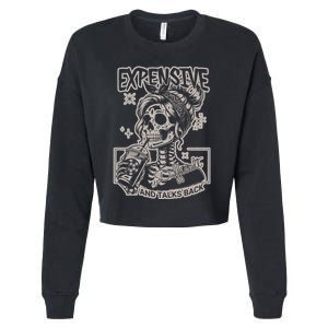 Skeleton Expensive Difficult And Talks Back Cropped Pullover Crew