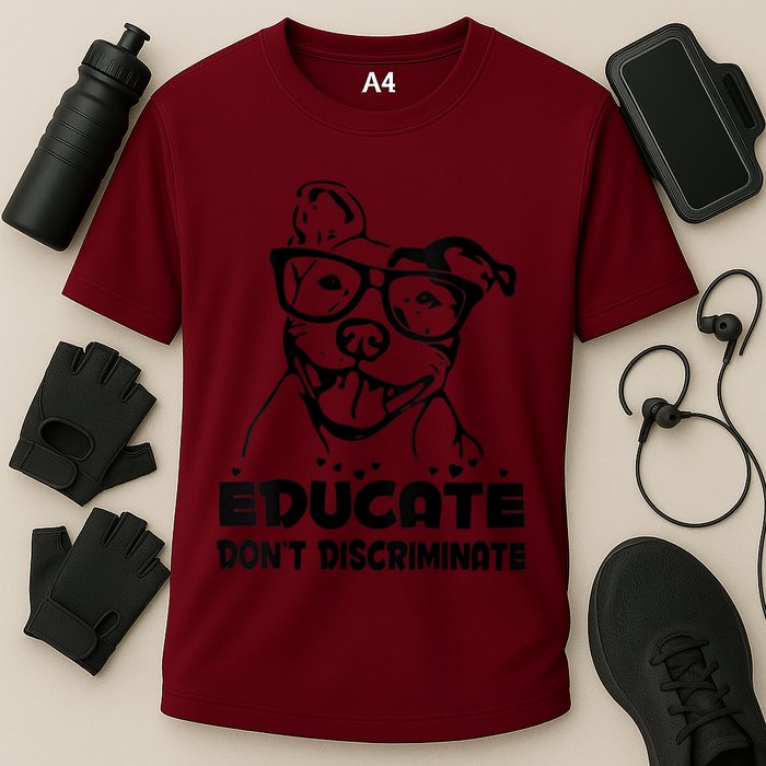 S Educate Do Not Discriminate Pitbull Vneck Cooling Performance Crew T-Shirt