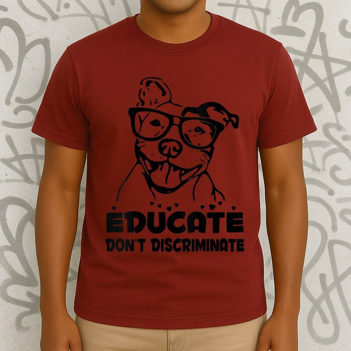 S Educate Do Not Discriminate Pitbull Vneck T-Shirt