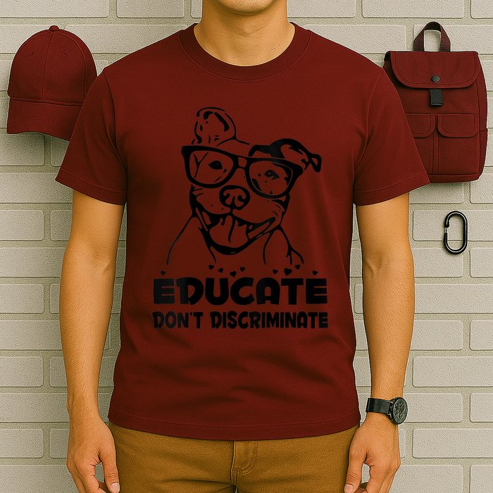 S Educate Do Not Discriminate Pitbull Vneck T-Shirt