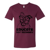 S Educate Do Not Discriminate Pitbull Vneck V-Neck T-Shirt