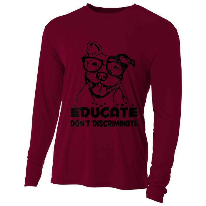 S Educate Do Not Discriminate Pitbull Vneck Cooling Performance Long Sleeve Crew