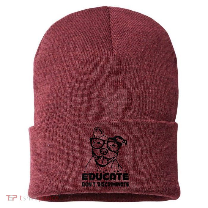 S Educate Do Not Discriminate Pitbull Vneck Sustainable Knit Beanie