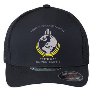 Super Earth Diving Into Hell For Liberty Flexfit Unipanel Trucker Cap